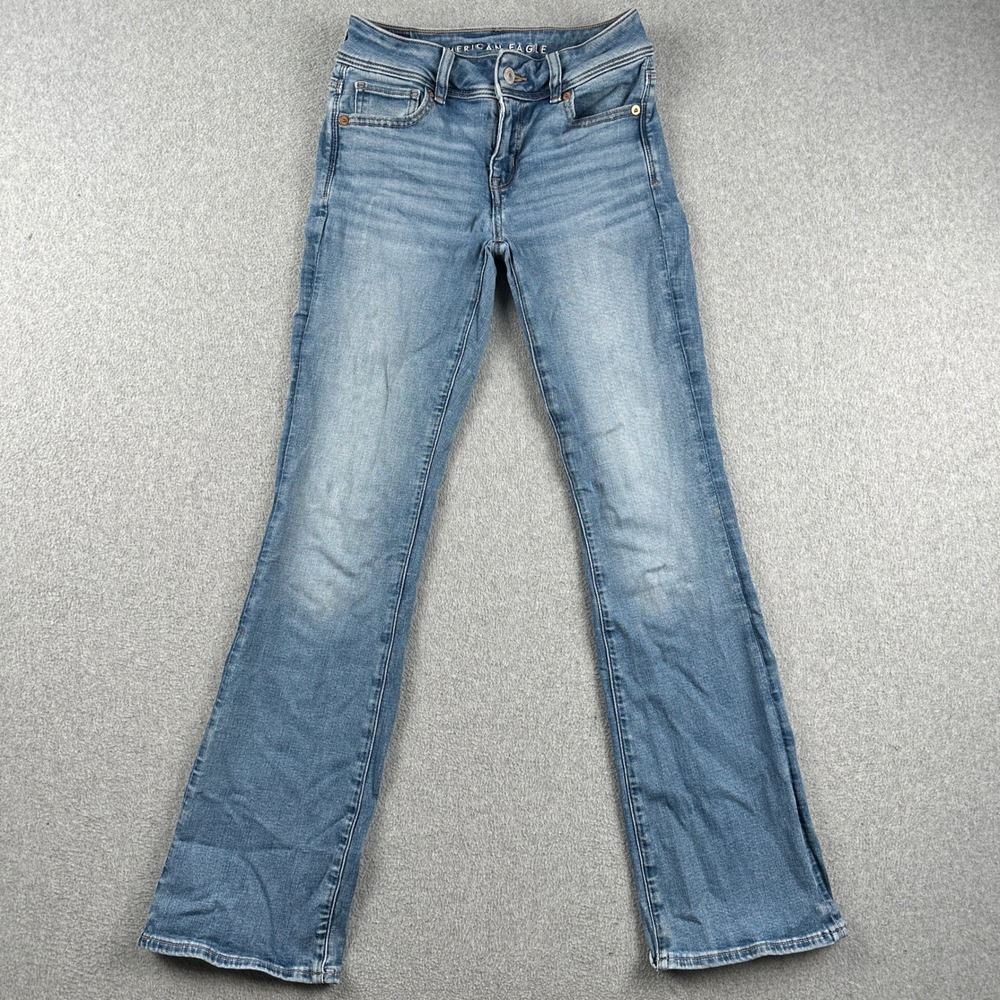 American Eagle Jeans Womens 00 Short Kick Boot Blue Next Level Stretch Low Rise